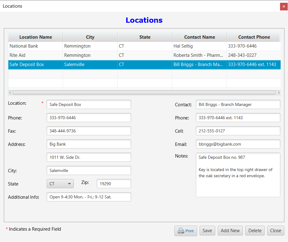 Organize documents – Locations Template – Record Tree®